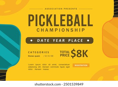 Gran diseño de póster de pickleball simple para cualquier medio