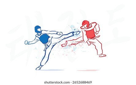 Great simple taekwondo Kyorugi or sparring background design for any media