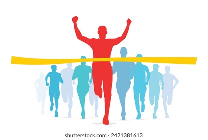 Great simple vector editable finish line marathon winner reaching finish line poster background design for your digital and print