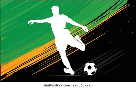 Great simple vector editable soccer or football player in action best background design for any media