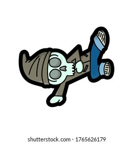 Great skulls doing break dance good for stickers, t shirts, print, cartoon, gravity art, hip hop