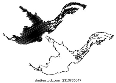 Great Slave Lake (Canada, North America) map vector illustration, scribble sketch Tidee, Tinde’e, Tu Nedhé or Tucho map