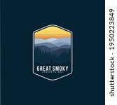Great Smokey Mountains National Park Lineart emblem logo patch illustration