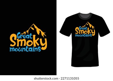 Great Smoky Mountains, Mountain T shirt design, vintage, typography