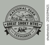 Great Smoky Mountains National park. Vector, spot color, ready  to print.