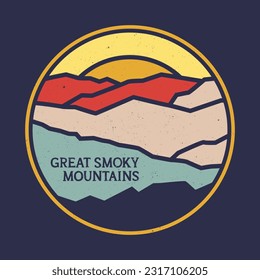 Great Smoky Mountains, National Park vector print illustration Line Art style