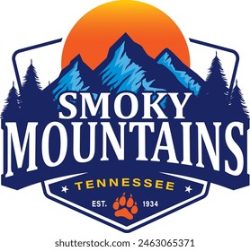 Great smoky mountains T- shirt design, Gatlinburg Tennessee Tees decal. Illustrator eps file, ready to print. 