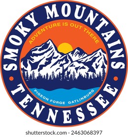 Great smoky mountains T- shirt design, Gatlinburg Tennessee Tees decal. Illustrator eps file, ready to print. 