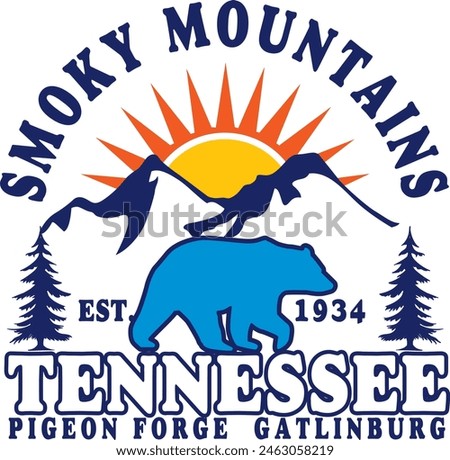 Great smoky mountains T- shirt design, Gatlinburg Tennessee Tees decal. Illustrator eps file, ready to print. 