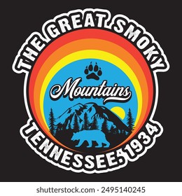 The Great Smoky Mountains T-shirt design. Spot color, vector file ready to print.