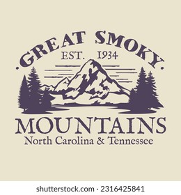 Great Smoky Mountains, United States Illustration Clip Art Design Shape. National Park Silhouette Icon Vector.