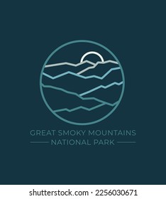 Great Smoky Mountains Vector illustration line Art style for t-shirt, logo and more