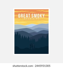 Gran diseño de Ilustración vectorial de póster del parque nacional Smoky