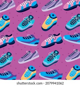 großes Sneaker-Muster auf violett