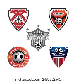 Great soccer football logo, emblem collections, designs templates. Set of football logos.