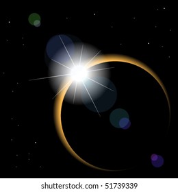 Great Solar eclipse, diamond ring phase