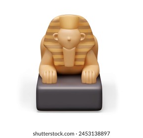 Great Sphinx in 3D style, front view. Architectural landmark of Egypt, ancient sculpture