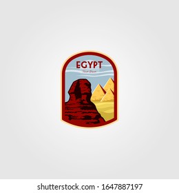 great sphinx egypt of giza logo with pyramid vector illustration on the background