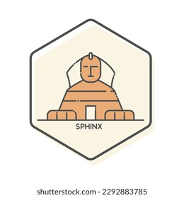 Great Sphinx of Giza - Al Giza Desert, Egypt Lineal Color Icon. Landmark Buildings Icon Vector Illustration Concept. 