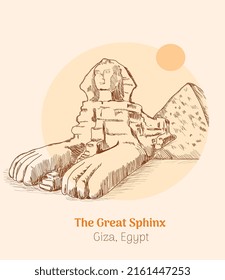 the great sphinx giza egypt hand drawing vector illustration 