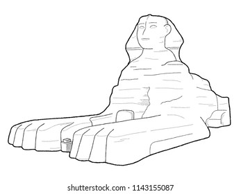 The Great Sphinx, Giza, Egypt: Vector Illustration Hand Drawn Cartoon Art