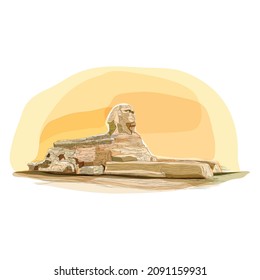 The Great Sphinx of Giza,a mythical creature with the head of a man, and the body of a lion.