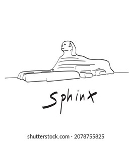 Great Sphinx illustration vector isolated on white background line art.