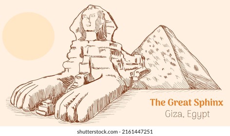 the great sphinxthe great sphinx giza hand drawing vector illustration 