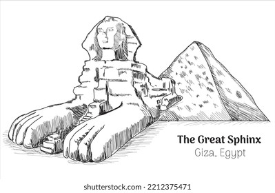 the great sphinxthe great sphinx giza hand drawing vector illustration 