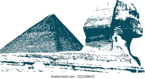 the great sphinxthe great sphinx giza hand drawing silhouettes vector illustration