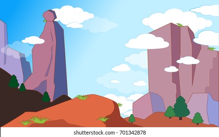 Great spires carved away by erosion in Great Canyon,USA. Vector illustration for natural background