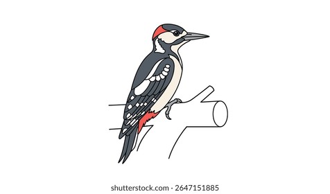 Great Spotted Woodpecker on a Tree Branch