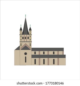 great st martin church in cologne city in germany illustration for web and mobile design.