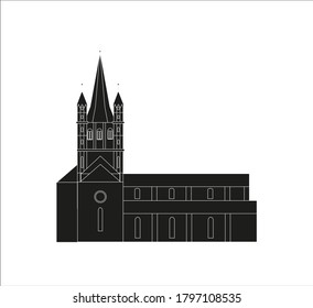 great st martin church in cologne city in germany illustration for web and mobile design.