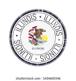 Great state of Illinois postal rubber stamp, vector object over white background