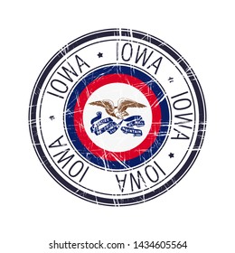 Great state of Iowa postal rubber stamp, vector object over white background