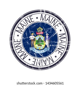 Great state of Maine postal rubber stamp, vector object over white background