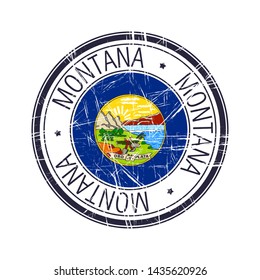 Great state of Montana postal rubber stamp, vector object over white background