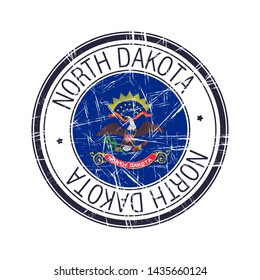 Great state of North Dakota postal rubber stamp, vector object over white background