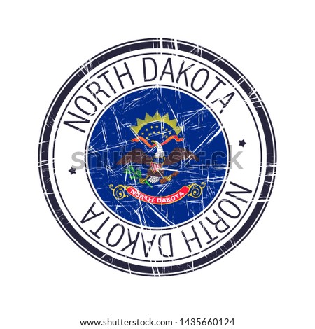 Great state of North Dakota postal rubber stamp, vector object over white background