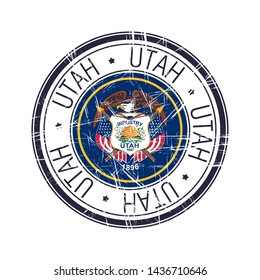 Great state of Utah postal rubber stamp, vector object over white background