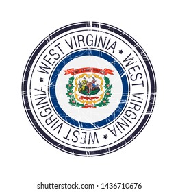 Great state of West Virginia postal rubber stamp, vector object over white background