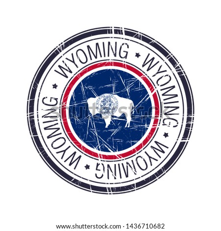 Great state of Wyoming postal rubber stamp, vector object over white background