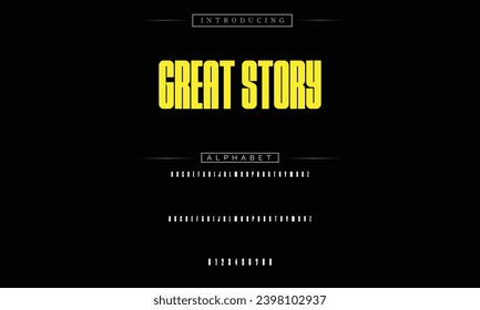 Great Story Modern Bold Font. Sans Serif Font. Regular Italic Uppercase Lowercase Typography urban style alphabet fonts for fashion, sport, technology, digital, movie, logo design, vector