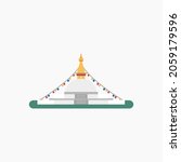 The Great Stupa. Flat vector illustration. 