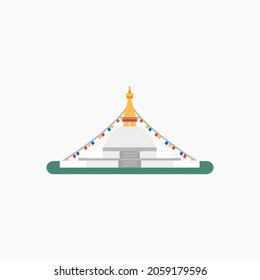 El Gran Stupa. Ilustración vectorial plana. 