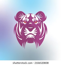 great tiger head logo purple tiger face mascot vector illustrations