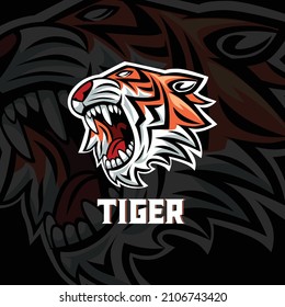 Great Tiger Head Roar E-Sport Mascot Logo Orange Color This logo is very suitable for teams, communities, groups, sports, basketball, soccer, rugby, and also for clothes, t-shirts, jackets