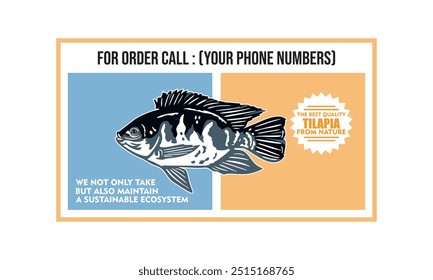 great tilapia fish banner, great promotions poster for fish farmer vector illustrations