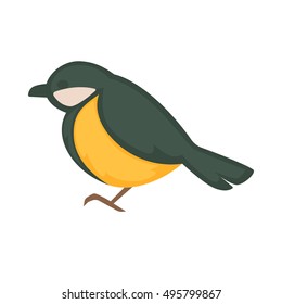 Great tit isolated on white. Cartoon. Vector